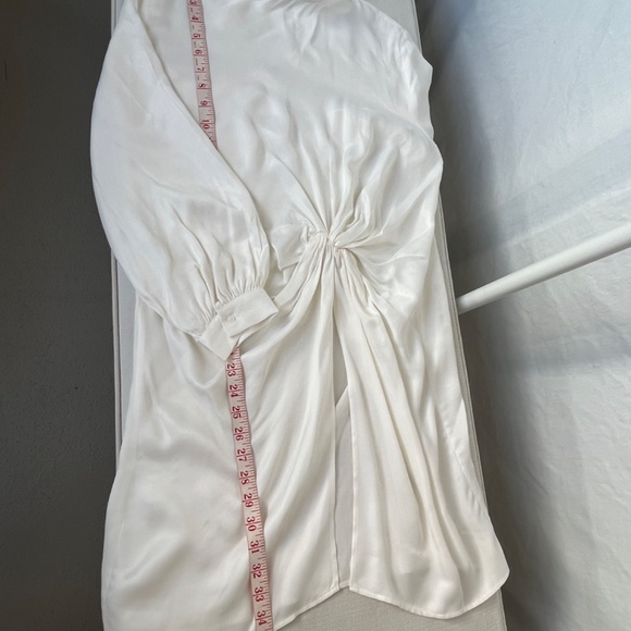Zara ivory white (S) high-neck, long-sleeve, silky satin tunic, BNWOT. - Picture 5 of 15